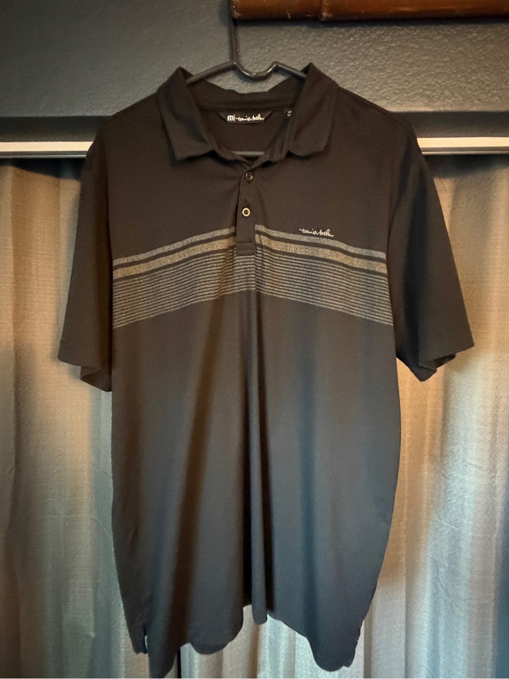 Travis Mathew Black Polo with Gray Stripe Detail - Men's
